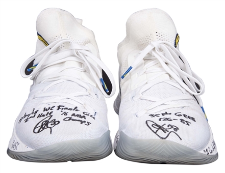 2018 Stephen Curry Western Conference Finals Game Used, Signed & Inscribed Under Armour Sneakers Photo Matched To 5/20/18 (Steiner & Sports Investors Authentication)